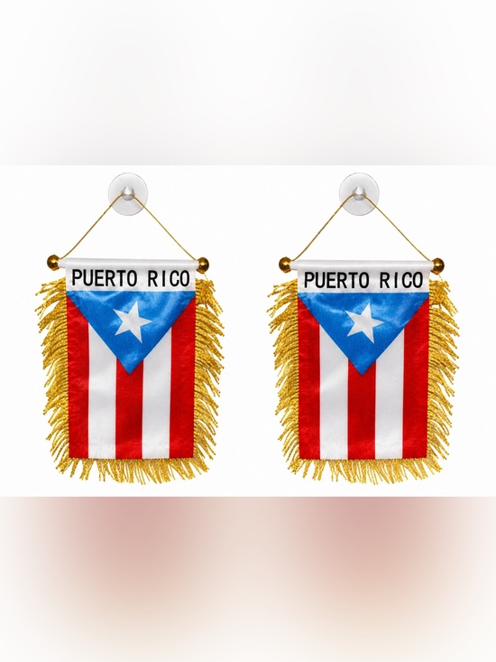 puerto rico Accessories - Puerto Rico Mini Flag Banner with Gold Fringe